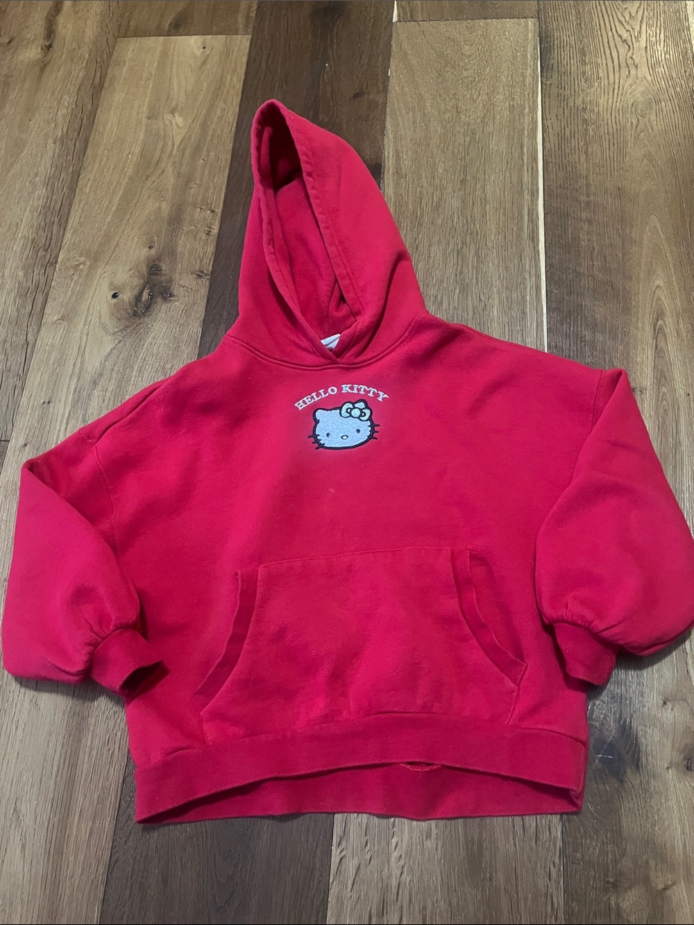 Hello Kitty Bright Red Pullover Hoodie with Embroidered Logo